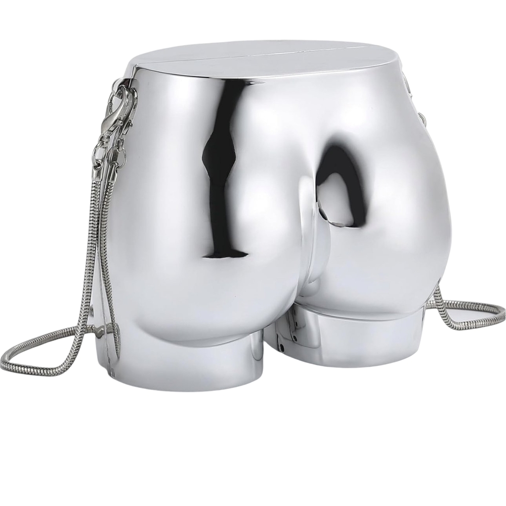 Silver Metallic Butt-Shaped Handbag